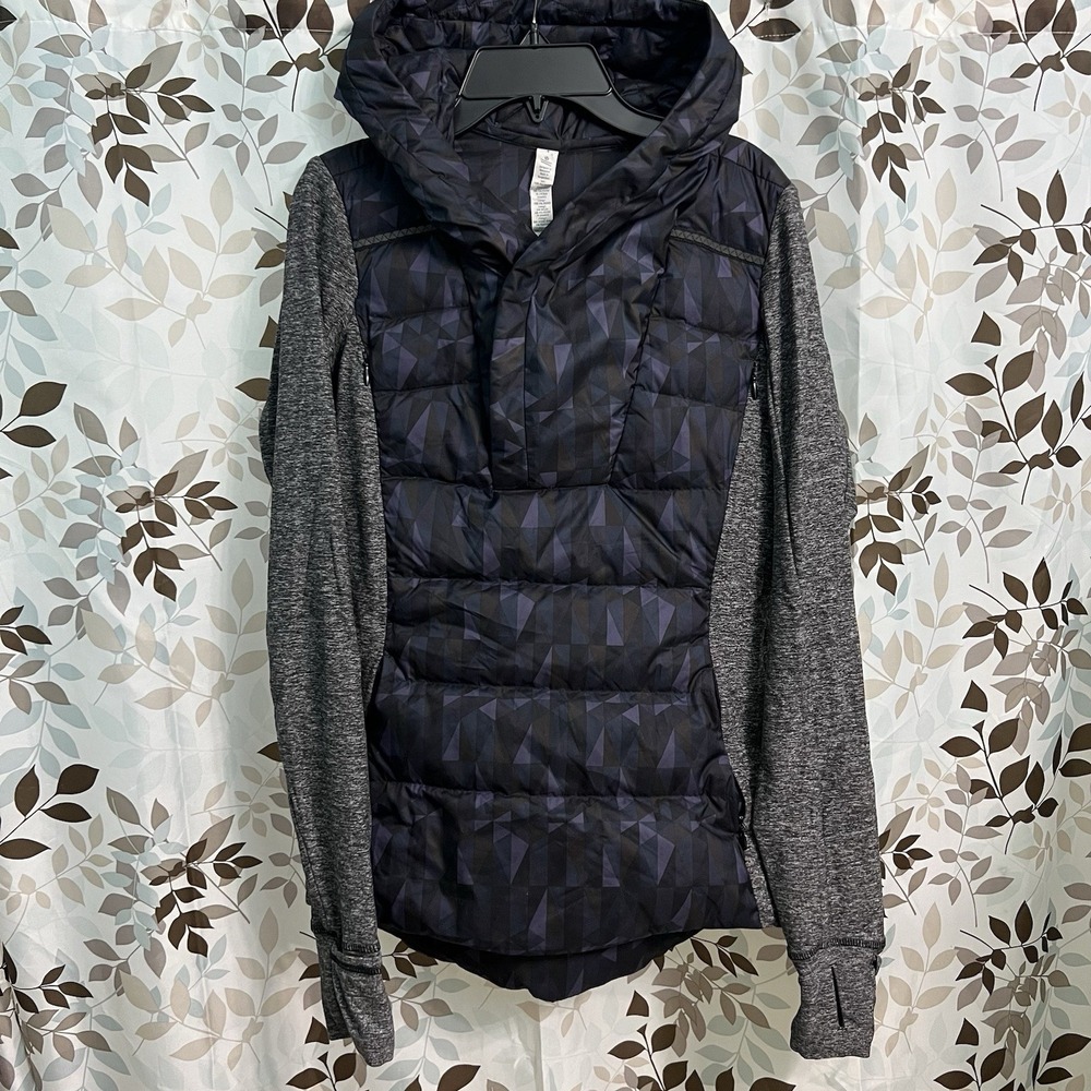 Lululemon Fluff Off Pullover Nightfall Black Goose Down Jacket Size 4